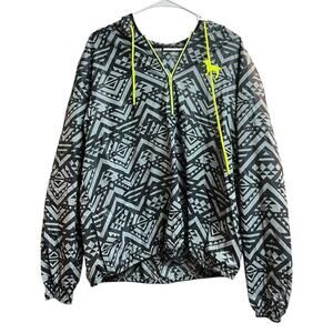 Victoria's Secret PINK Gray Black Aztec Print Anorak Pullover Windbreaker M/L